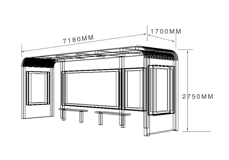 農村公交站候車亭尺寸圖