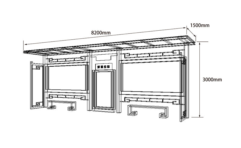 仿古款候車(chē)亭尺寸圖