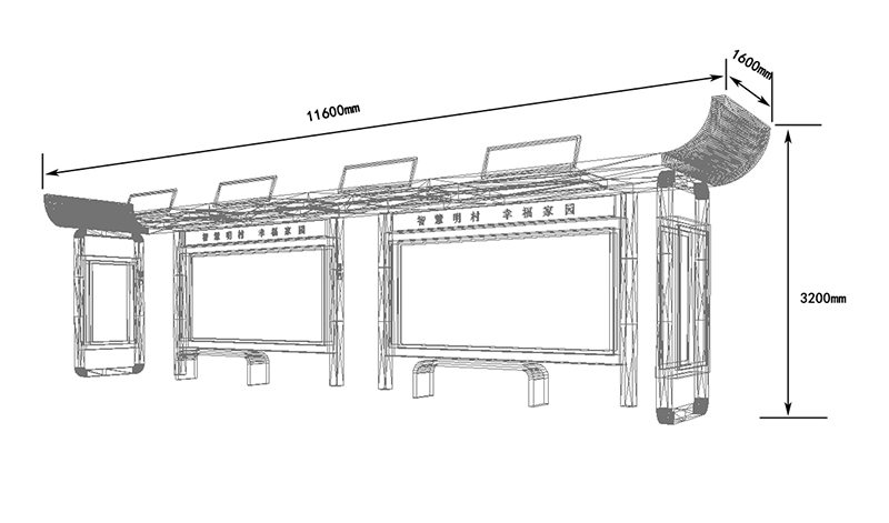 仿古公交站臺(tái)效果圖