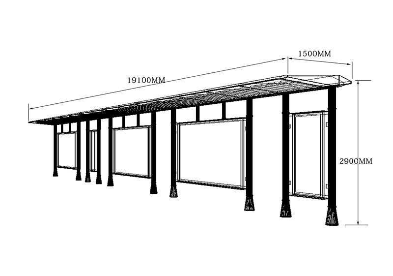 大型城市公交候車(chē)亭尺寸圖