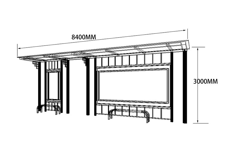 城市現(xiàn)代公交車(chē)站候車(chē)亭尺寸