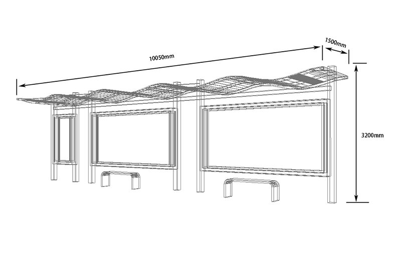 城市現(xiàn)代時(shí)尚公交車站亭尺寸