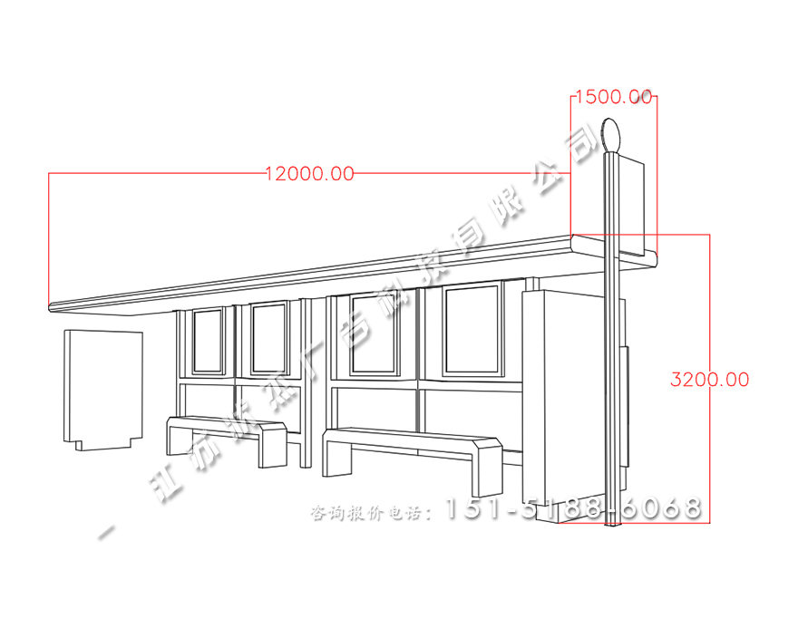 公交車(chē)站候車(chē)亭價(jià)格HCT-XD-1120